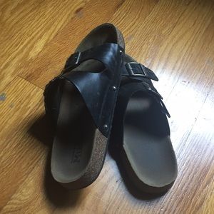 Black Buckle Sandals